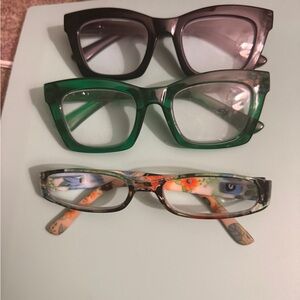 Stylish Reader Eyeglasses Set - Black, Green, Floral